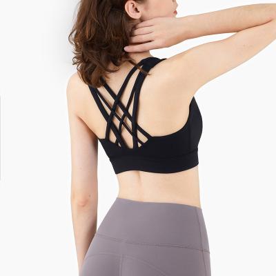 China New Logo Factory QUICK DRY Custom Sportswear Sports Wireless Push Up Bra Yoga Top Ladies Spandex Yoga Bra for sale