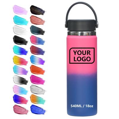 China Business 18oz Double Wall Vacuum Insulated Thermos Sport Gym Stainless Steel Drinking Water Bottle With Handle for sale