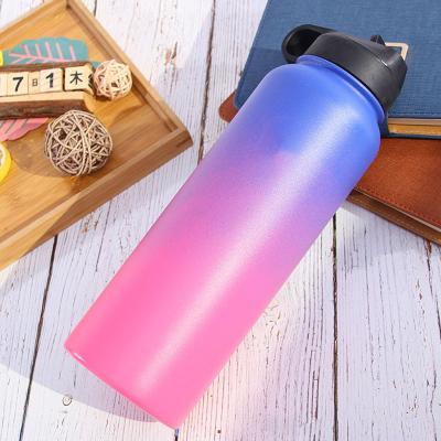 China Business 12oz 32oz 40oz 64oz Double Wall Water Bottle Stainless Steel Flask Sports Bottle With Handle Lid for sale