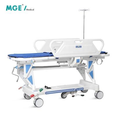 China Modern simple multifunctional adjustable medical manual hospital stretcher crank transport patient trolley MGE-ST-10 for sale