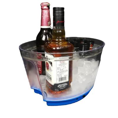 China Custom Wholesale Hard Plastic Viable LED Lighted Christmas Wine Beer Ice Bucket With Wine Bottle Cup Coolers Bucket for sale