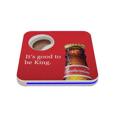 China Durable ABS Plastic Bar Coaster And Opener Function With Color Changing Light For Drinks for sale