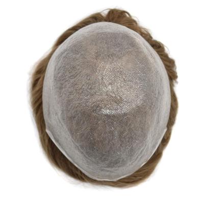 Chine new arrival 0.04mm-0.06mmPU 100% human hair toupee injected super thin skin base poly knots invisible silicone hairpiece for men à vendre