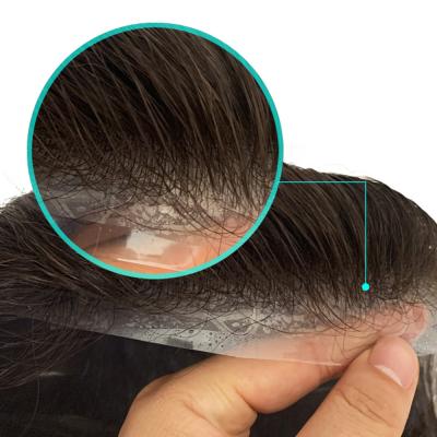 Κίνα Hot Sale 0.04mm-0.06mmPU Ultra Thin Silicone Polybase Silicone Hairpiece Replacement Hairpiece Men Skin Tied Hair System προς πώληση