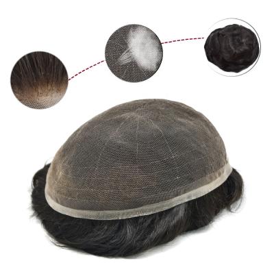 중국 Wholesale Men's Toupee Swiss Full Lace Wig Bottoms With Black Full Lace Front 120% Density Super Thin Swiss Sellers 판매용