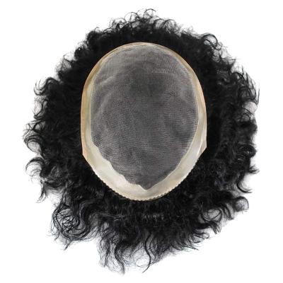 Chine Highest Quality Men's Hairpiece Bondy and Afro Npu Style Afro Hair Toupee Mono Hair Wig Base Curly Npu Wig à vendre