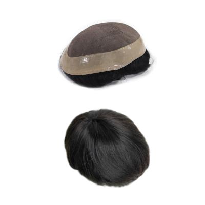 China Premium Bondy Style Men Toupee Lace Up Mono With PU Around Thin Silk Base Hairpiece Breathable Skin Mono for sale