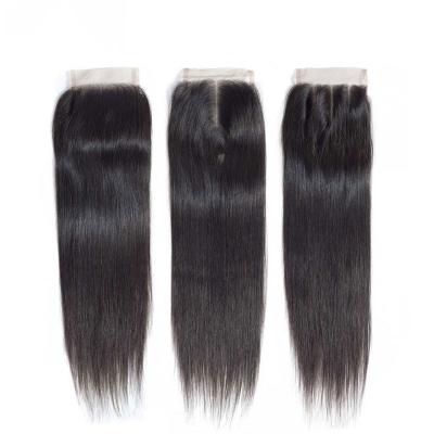 China 100% Remy Human Hair Natural Color 4x4 Lace Closure 4*4 Transparent Closure for sale