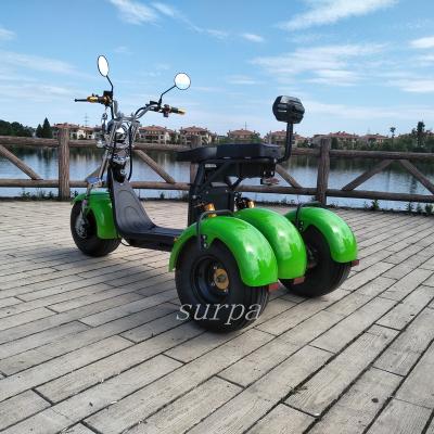 China new 1000w 2000w two battery two seat electric bike 3 wheel citycocoe scooter 18*9.5 inch removable fat tire for sale