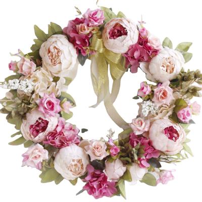 China Door decor; Home Indoor Wall Hanging Window Door Vine Decor Artificial Peony Flower Garland For Front Door for sale