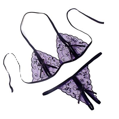 China Hot Sexy Transparent Women Erotic Lace Underwear Bikini Lingere Lengerie Bra And Panties Underwear Thong Lingeries Set for sale