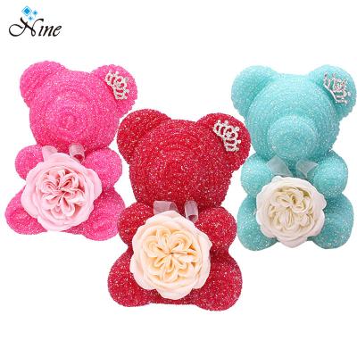 China Gift Soap Roses With Cute Bear Doll Set Scented Bath Soap Gift Box for sale