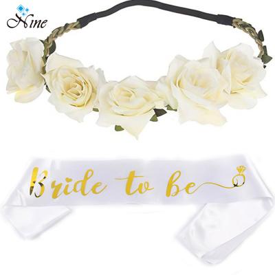 China Lace Edge 3 Piece Costume Veil Garland Bronzing Shoulder Strap Bride To Be Bride Wedding Party Supplies for sale