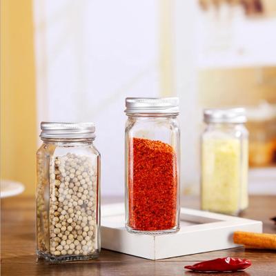 China Square Freshness Preservation 4oz Kitchen Spice Glass Packing Jars Container With Metal Lids for sale