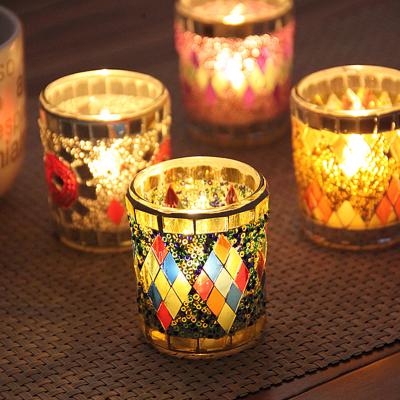 China Luxury Iridescent Home Christmas Candle Jar Decoration Colorful Candle Jars New Glass Candle Jars for sale