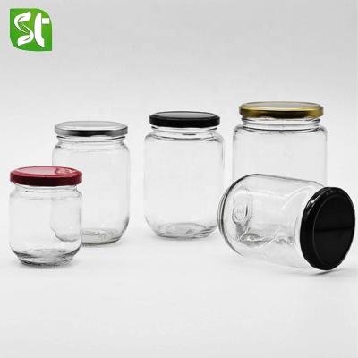 China Freshness Keeping Storage Food Jar Round Hot Sauce Storage Jar Honey Jam Glass Storage Jar With Tinplate for sale