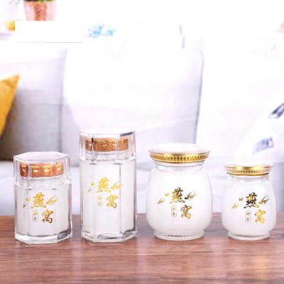 China Viable Luxury High Grade Glass Honey Jar Honey Jam Food Storage Jar Hexagon Glass Acrylic Honey Storage Jar for sale