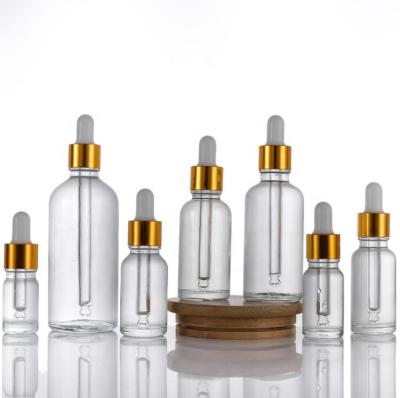 China Empty Cosmetic Packaging Bottles Essential Oil Container Vials 5ml 10ml 15ml 30ml 50ml 100ml Cosmetic Transparent Glass Essential Oil Dropper Bottle for sale