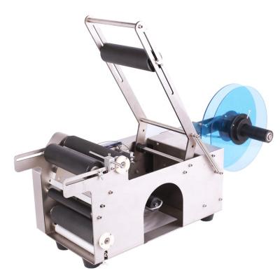 China Semi-auto Food Round Bottle Adhesive Label Machine With Coder Pet Sanitizer Glass-to-Metal Gel Bottles Label Dispenser for sale