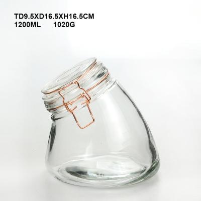 China Wholesale Modern Slanted Mouth Glass Jar With 3 Pcs Storage Glass Jar Lid Glass Set for sale