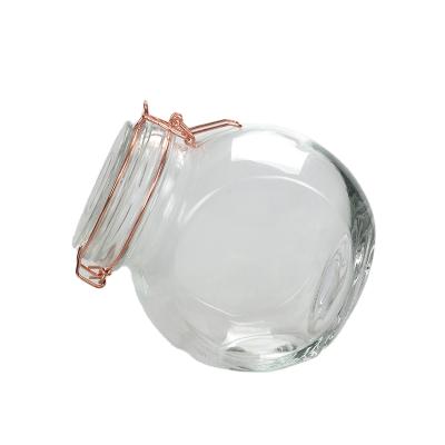 China Stocked top glass clip storage jar/large glass jar with metal clip lid /clip top glass jar for sale