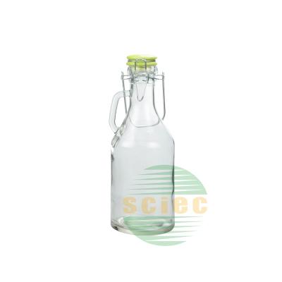 China 500ML Sustainable Swing Top Square Glass Milk Bottle With Stopper for sale