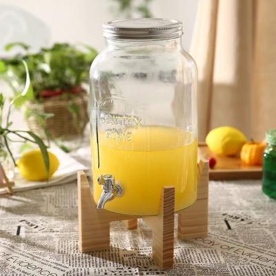 China Sustainable Glass Beverage Dispenser Glass Bottle With Metal Rack for sale