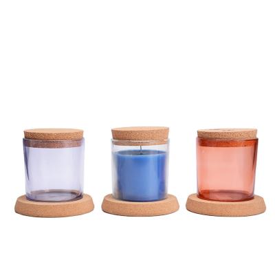 China Best Selling Customized Glass Candle Jar Candle Jar With Lid Wood Candle Holders for sale