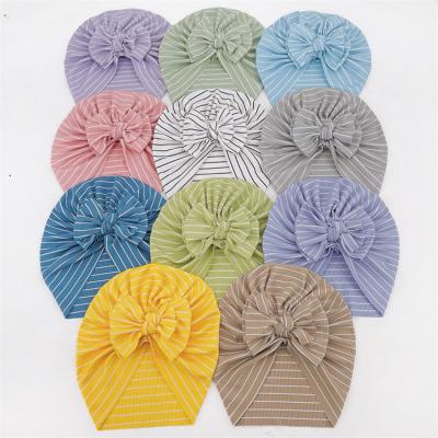 China Headband of baby Hot Sale Baby Sttripe Kids Accessories Fabric Indian Hat Newborn Baby Hat New Elastic Baby Turban with Bow for sale