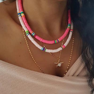 China Environmental Friendly New Bohemian Short Necklace Stacked Mixed Color Necklace Small Clavicle Necklace Jewelry Women for sale