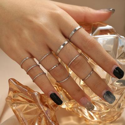 China European and American fashion New Simple and Personalized ten-piece Gold plated Ring Set Joint Ring Index Finger Rings Jewelry Women for sale