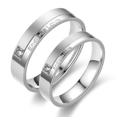 China TRENDY Creative Endless Love Korean Ring  Jewelry Wholesale Diamond Stainless Steel Couple Rings for sale