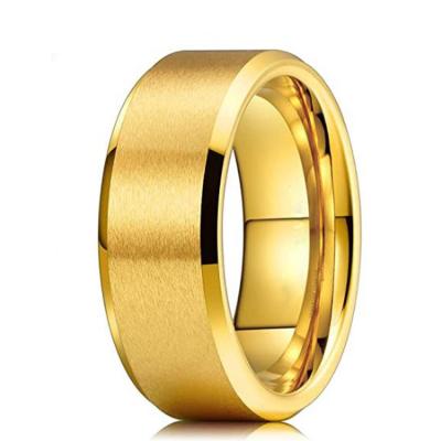 China European and American fashion Wedding 14K Gold Plated Ring Fashion Matte Brushed Comfortable Tungsten Ring Wholesale for sale