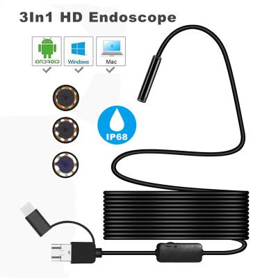 China Waterproof/Waterproof Y101 3 in 1 Type-C 8mm Endoscope USB Camera Micro-USB Android Phone 3.5M Hard Cable for sale