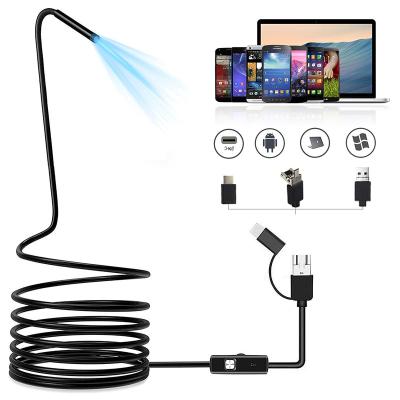 China 5.5mm Waterproof/Waterproof Hard 3.5m Cable 3 in 1 Android Endoscope Inspection Camera Waterproof with 6 Led Adjustable for sale