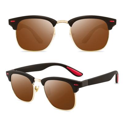 China Fashion Sunglasses 2022 Newest Fashion Retro Polarized Photochromic Sunglasses For Men Shade Vintage Gold Sun Glasses Half for sale