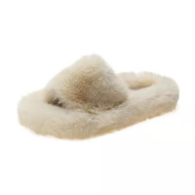 China New Arrival Hot Women's Fashion Trend Sale Fashion Solid Color Winter Faux Fur Warm Comfortable Soft Slipper for sale