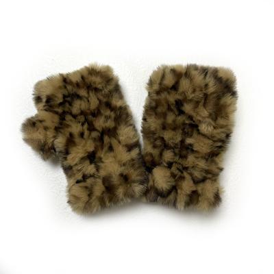 China Soft Fashion Autumn Winter Acrylic Fake Fur Cheap Knit Fingerless Knitted Textile Gloves Mittens for sale