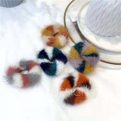 China Factory Price Comfortable Soft Cute Mink Furry Fur Fashion Accessories Elastic Hair Band For Women for sale