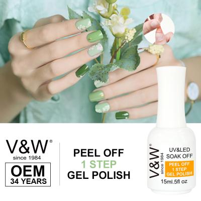 China Eco-friendly Peel Off 1 Step Gel Polish V&W Factory With Stable Quality Durable And Do No Harm To Nail Plate 1000 Colors for sale