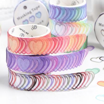 China 100pcs/roll Korean Girl's Heart Sticker Holiday Craft Adhesive Decorative Washi Waterproof Tapes Scrapbooking/Planners/Gift Wrapping for sale