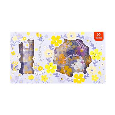 China Hot Selling Flower Daisy Lavender Tape Journal Diary DIY Japanese Stickers Decorative Wholesale Waterproof Washi Tape Set Flower for sale