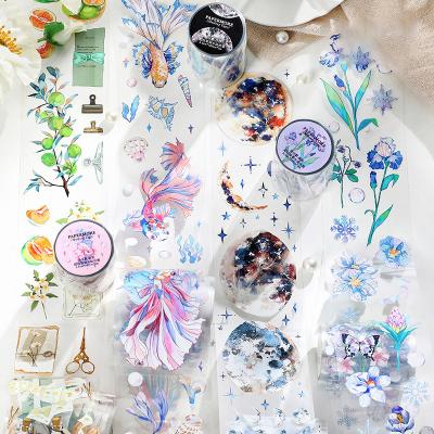 China Small Fresh Pet Crystal Ink Craft Stickers Factory Sticker 4 Designs Decorative Transparent Tape Girl for sale