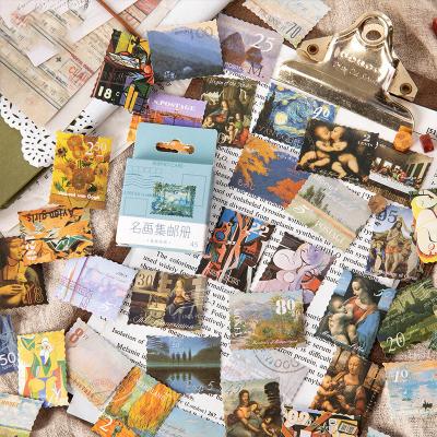 China Stamp Album Series Vintage Deco Stationery Stickers Stamp Famous Painting Stickers Decorative New Retro Sticker Designs for sale