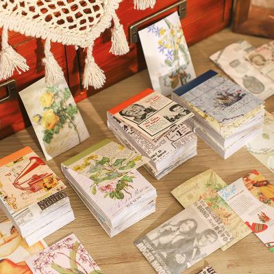 China Small Fresh Creative 4 Designs Self Adhesive Vintage Label Writing Paper Diy Scrapbooking Material Paper for sale