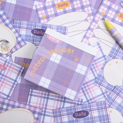 China Small Plaid Loose-Leaf Note Paper Simple Fresh Sticky Pink Bulk Stationery Sticky Notes Easy To Tear for sale