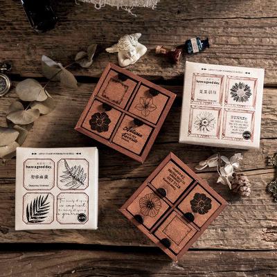 China DIY Opens Retro Creative Four Seasons Flower Print Stamps DIY Decoration Printing Wood Stamp For Stationery Handbook for sale