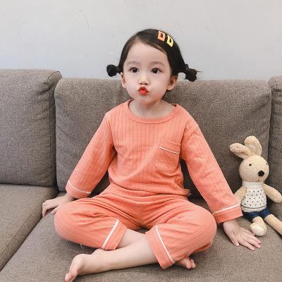 China Pure Color Baby Pajamas Cotton Children Pajamas Suit Girls Boys Breathable Pure Color Pijamas Clothes Set for sale