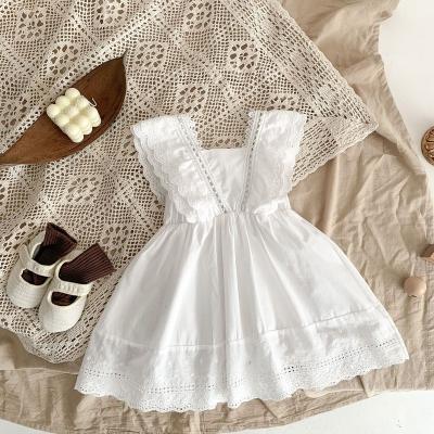 China New Girls Summer Washable Institut Baby Princess White Western Style Lace Up Sleeveless Dress 0-3 Years for sale