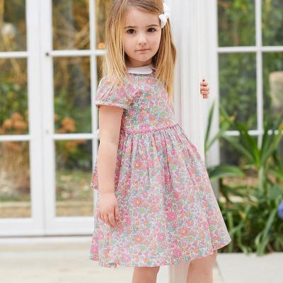 China Wholesale Breathable Floral Print Girls Fashion Spring Summer Short Sleeve Lovely Casual Dress for sale